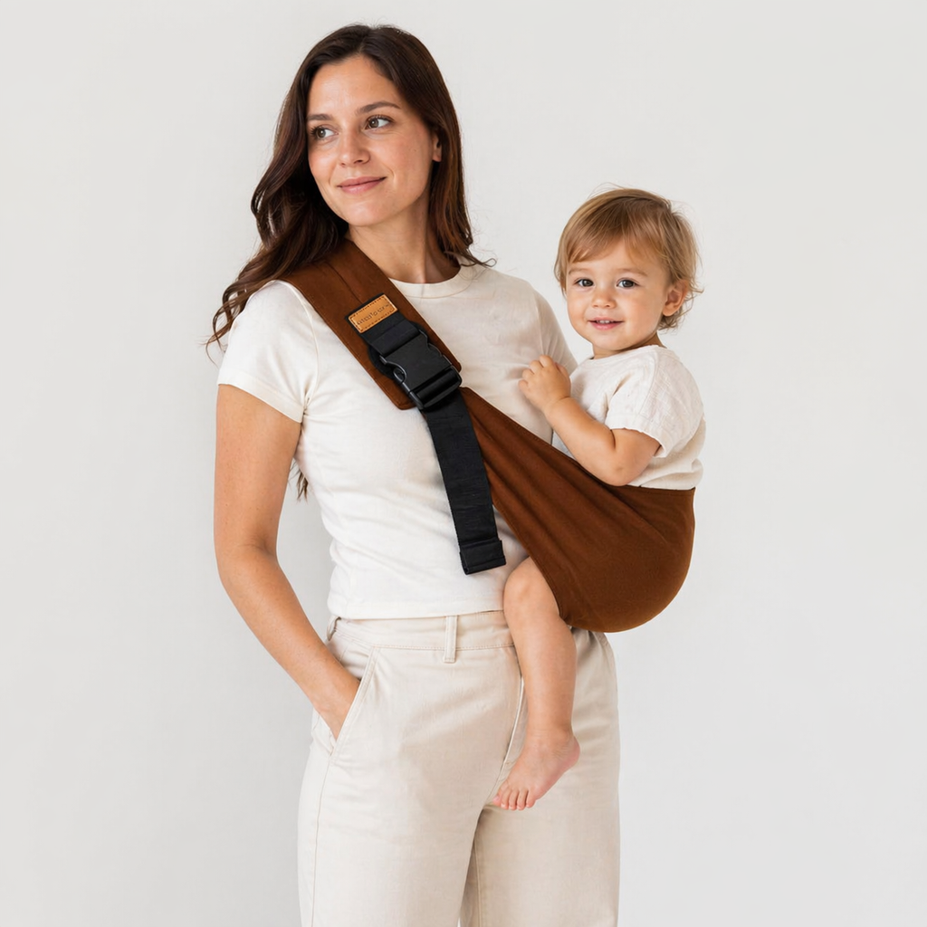 Porte bébé marron 12 mois et plus