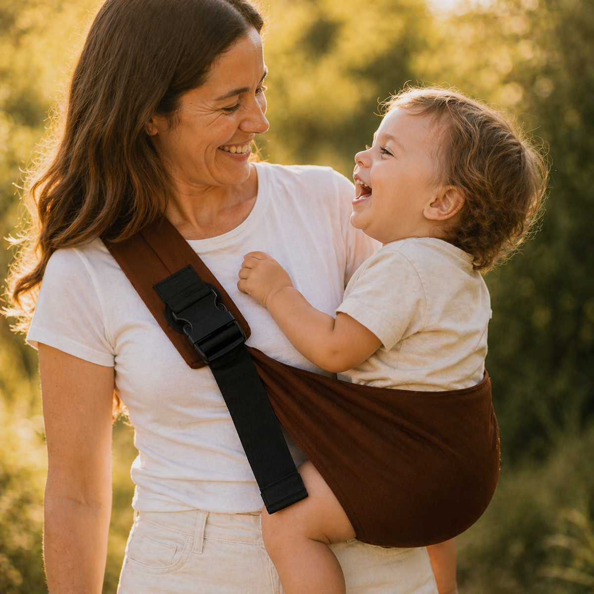 Porte bébé marron 12 mois et plus