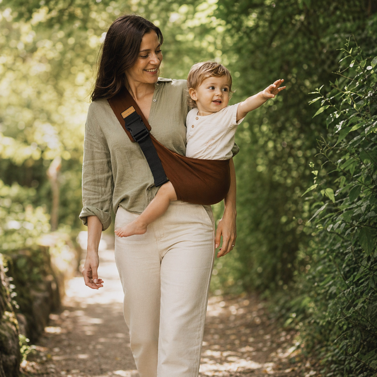 Porte bébé marron 12 mois et plus