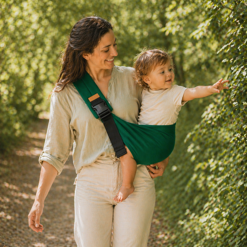 Porte bébé vert 12 mois et plus