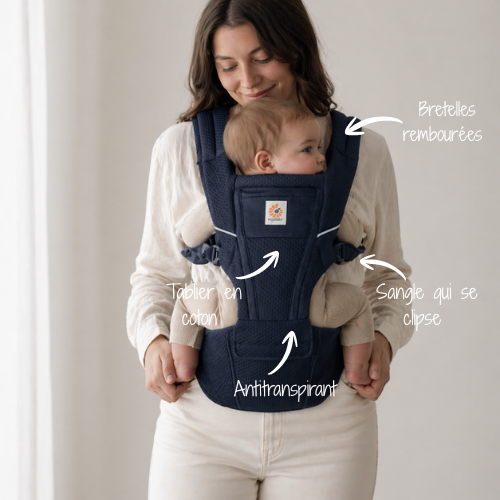 Porte bébé bleu foncé 9 à 12 mois